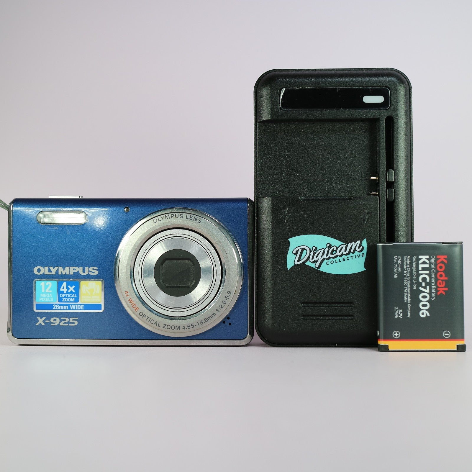 Olympus Digital Camera X-925 12.0MP Blue Tested w/ Battery and Charger