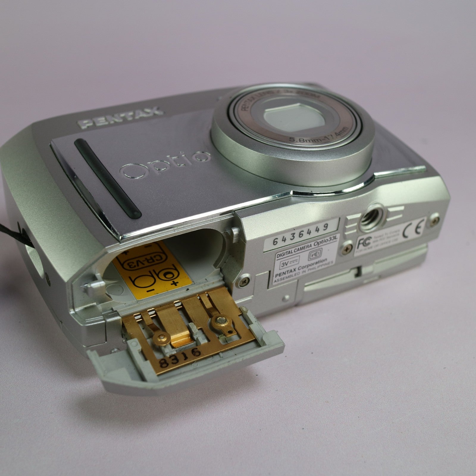 Pentax Digital Camera Optio 33L 3.2MP Silver Flip Screen Tested