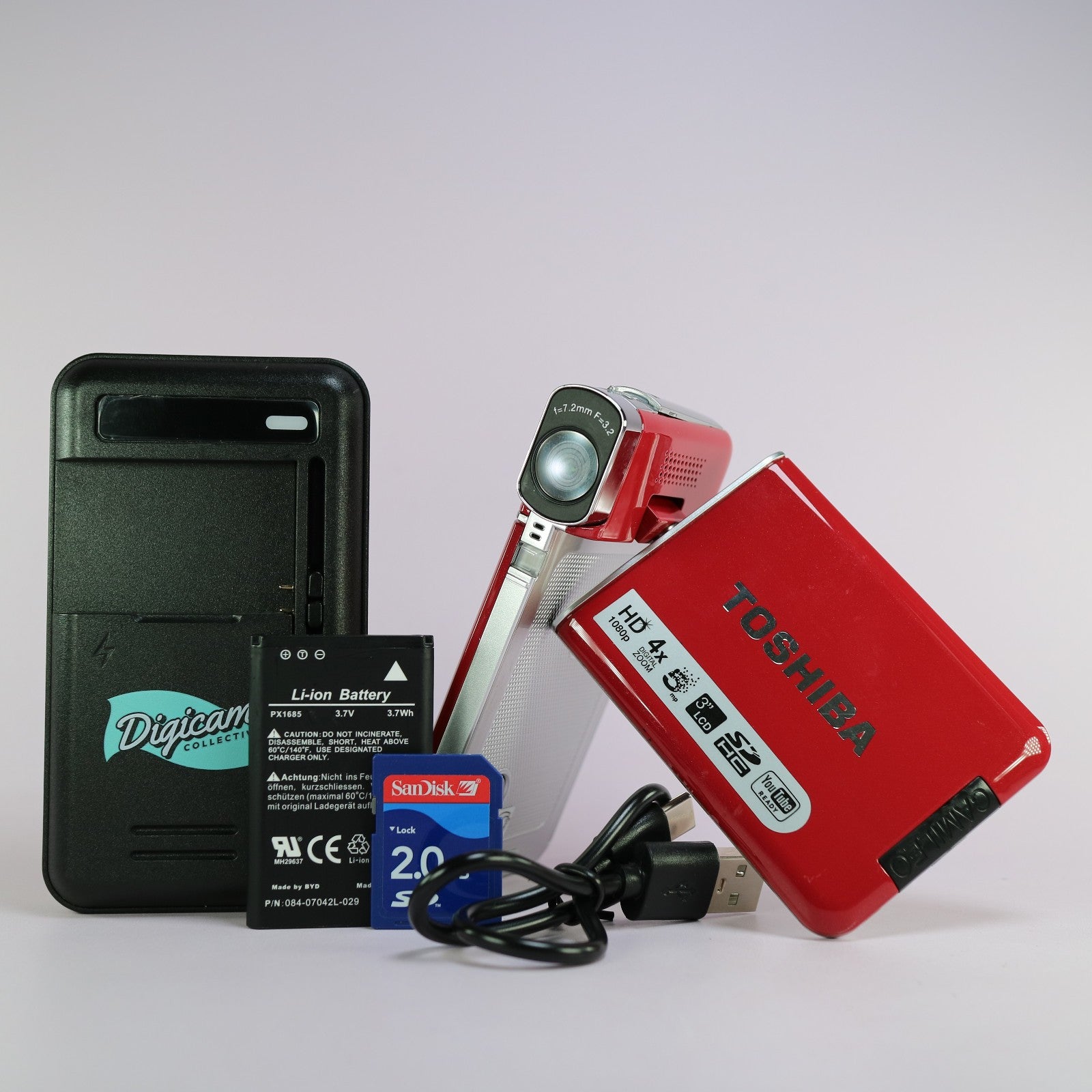 Toshiba Camileo S20 Compact HD Video Camcorder Red Tested Full Working Set