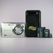 Casio Digital Camera Exilim EX-Z35 12.1MP Silver Tested Full Working Set