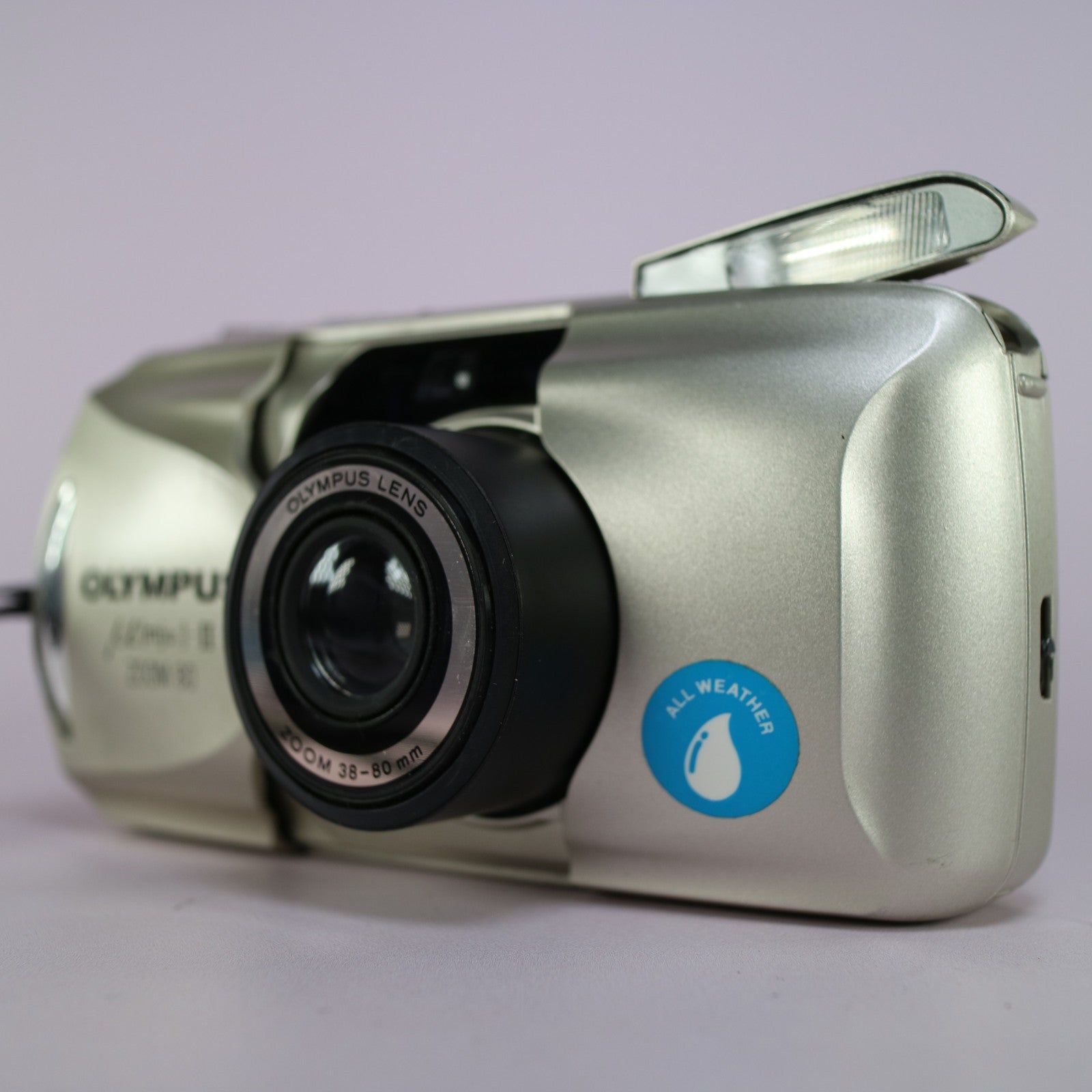 Olympus MJU II Zoom 80 35mm Film Point and Shoot Camera Silver Tested