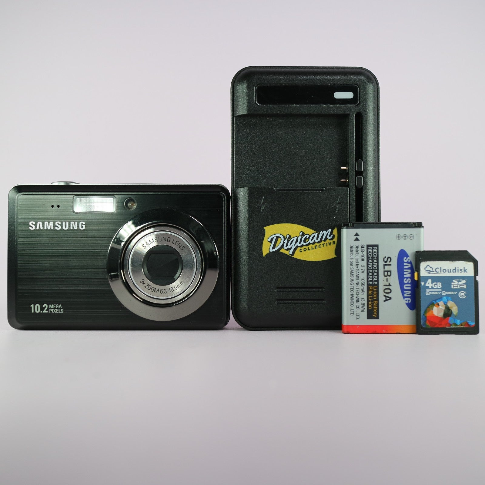 Samsung Digital Camera ES55 10.2MP Black Tested Full Working Set