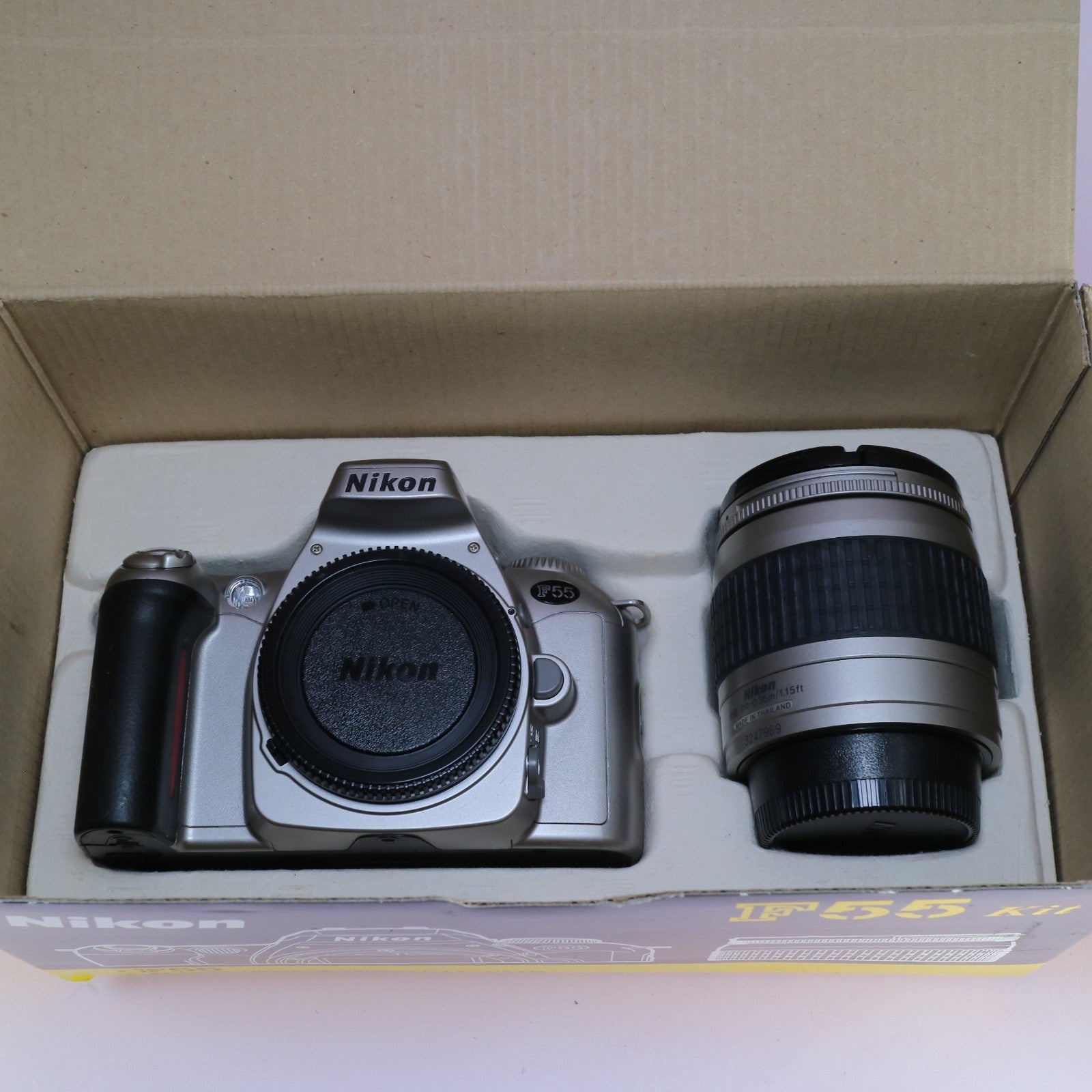 Nikon F55 Kit 35mm Film SLR Camera w/ AF-Nikkor 28-80mm f/3.3-5.6 Silver Tested