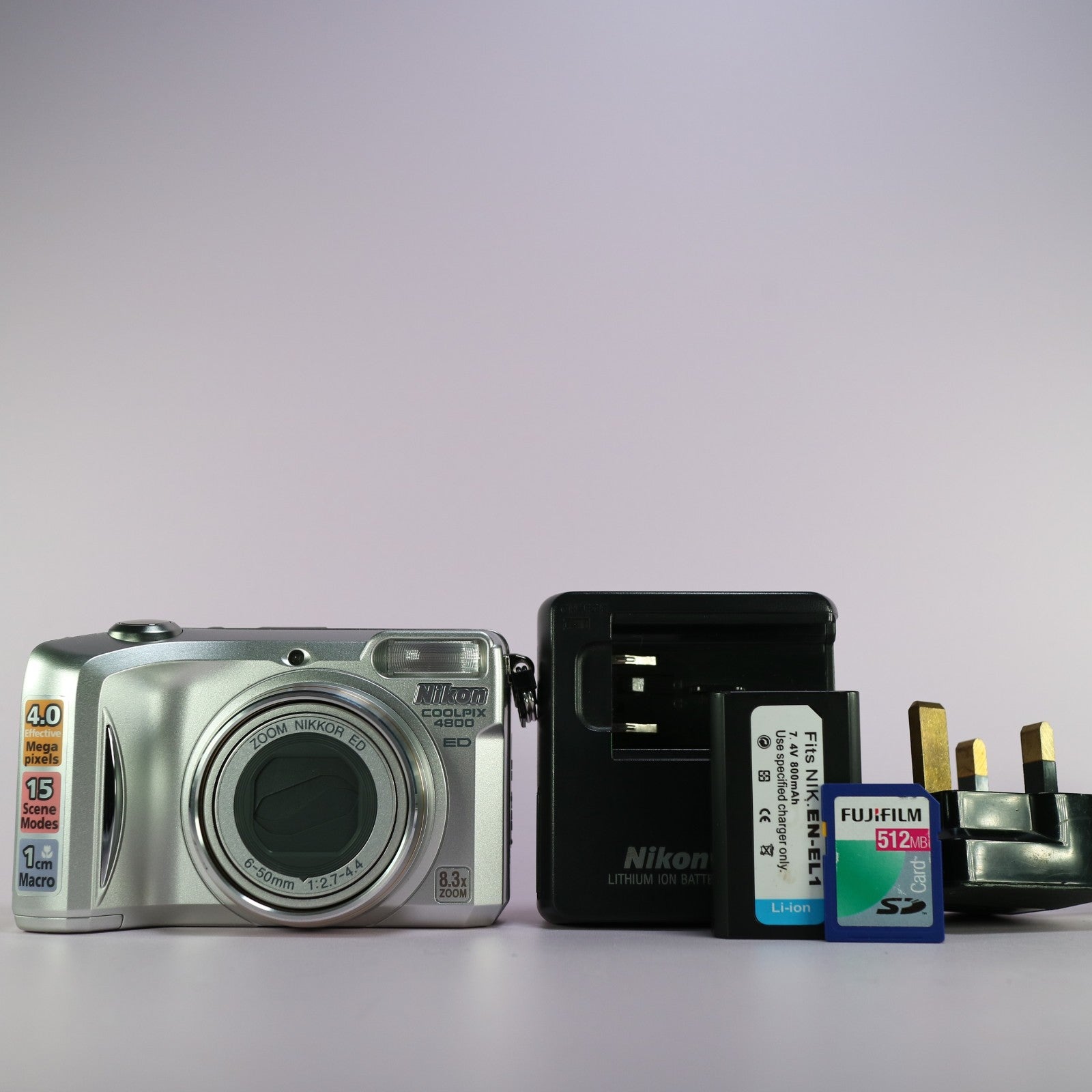 Nikon Digital Camera Coolpix 4800 ED 4.0MP Silver Tested Full Working Set