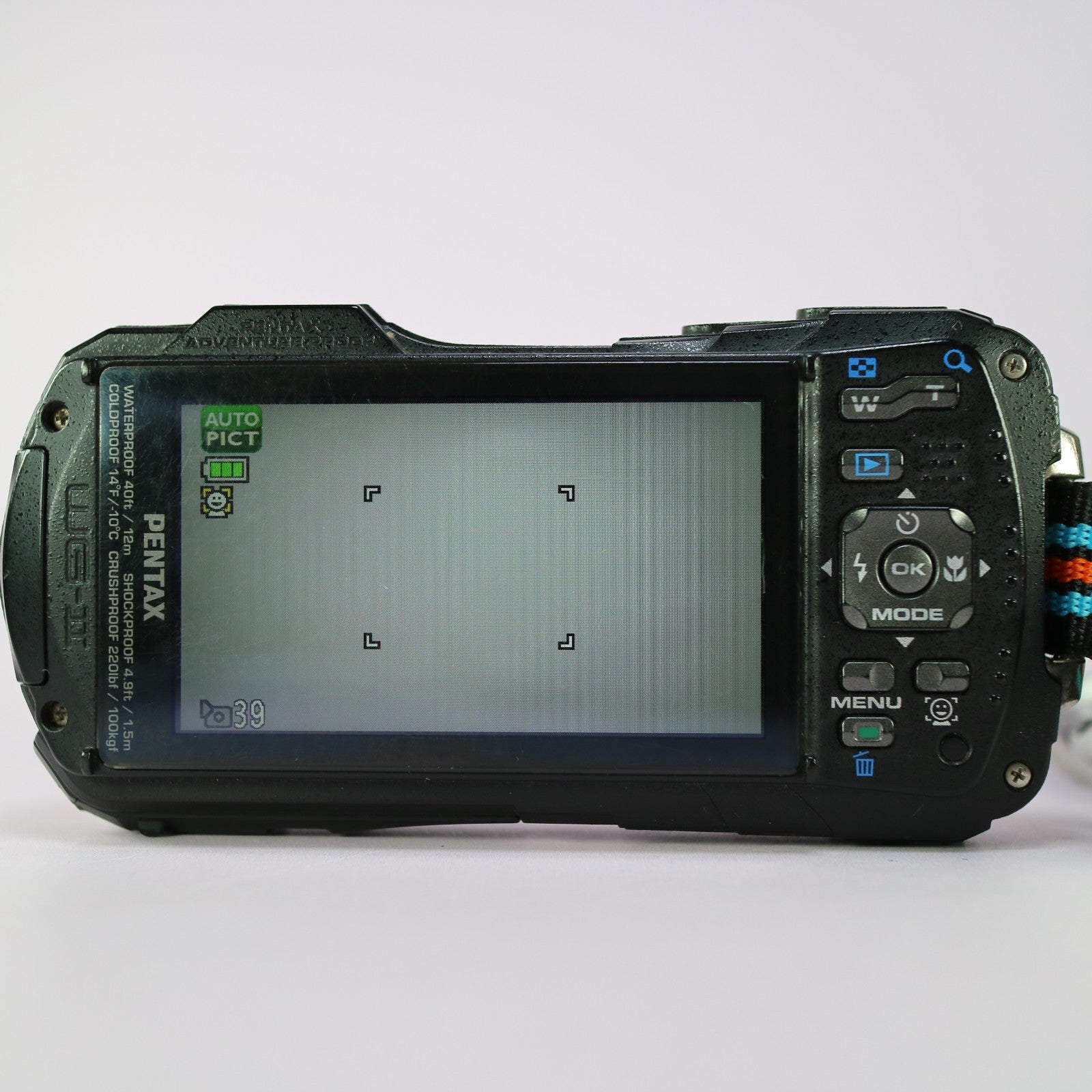 Pentax Underwater Digital Camera WG-2 16.0MP White Tested Full Working Set