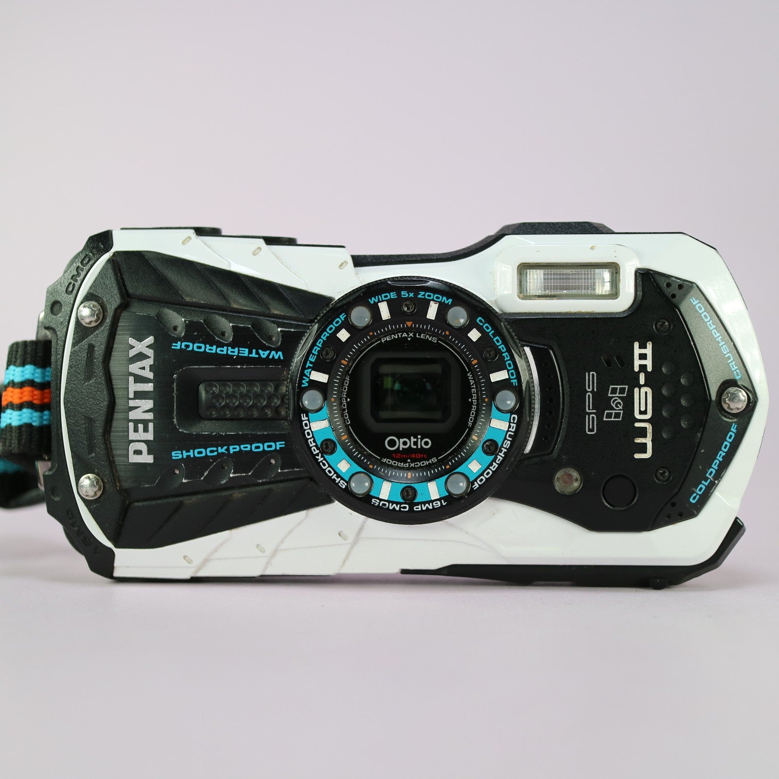 Pentax Underwater Digital Camera WG-2 16.0MP White Tested Full Working Set