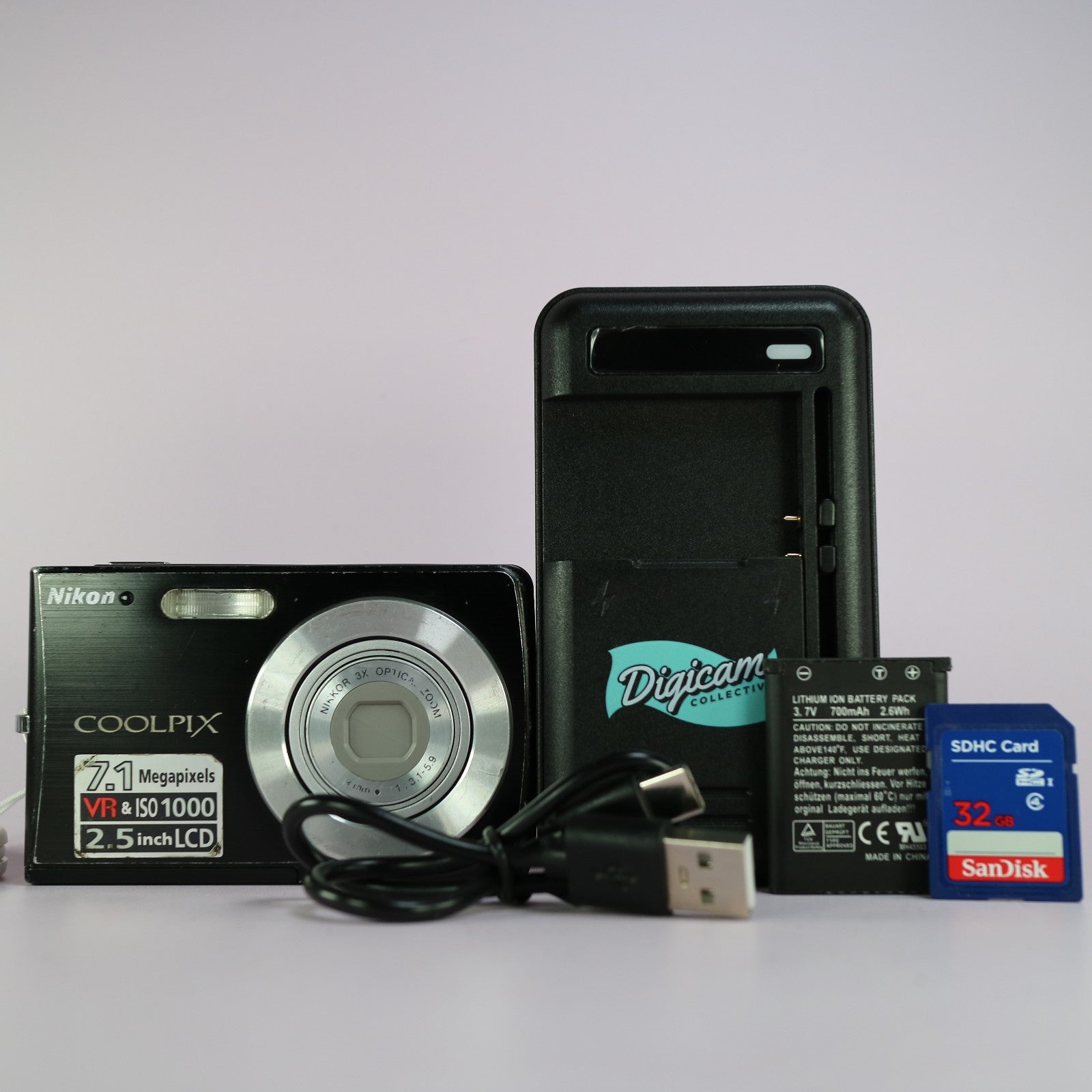 Nikon Digital Camera Coolpix S200 7.1MP Silver Tested Full Working Set