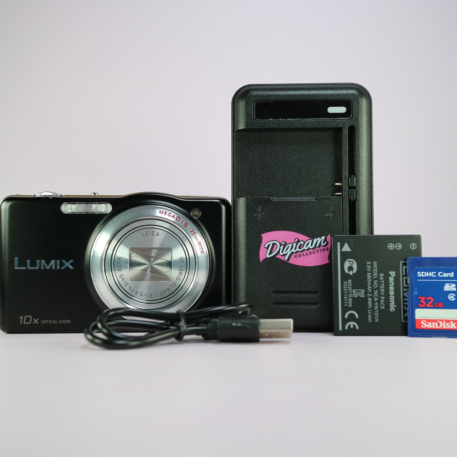 Panasonic Digital Camera Lumix DMC-SZ1 16.1MP Black Tested Full Working Set
