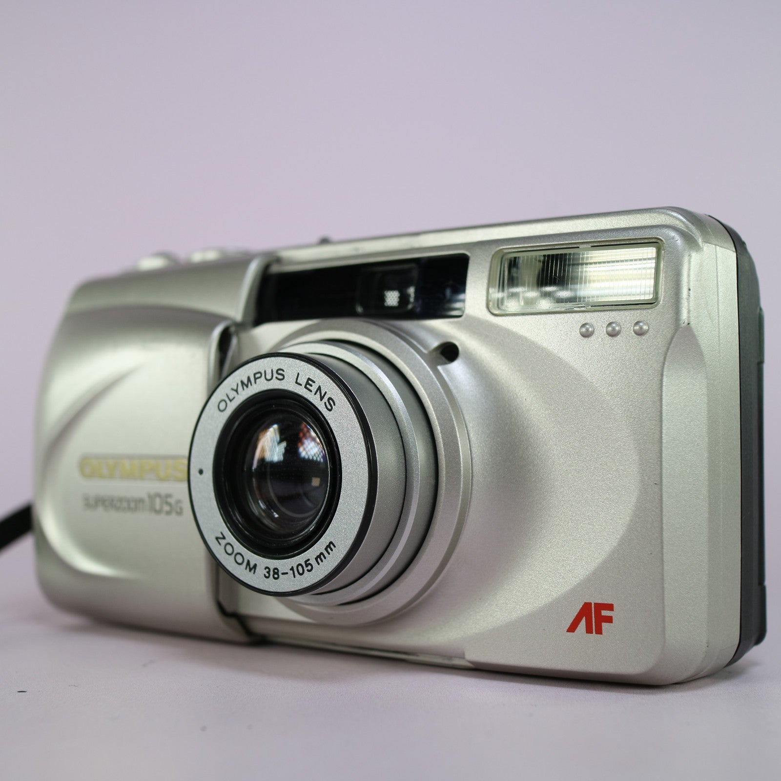Olympus Superzoom 105G 35mm Film Point and Shoot Camera Silver Tested