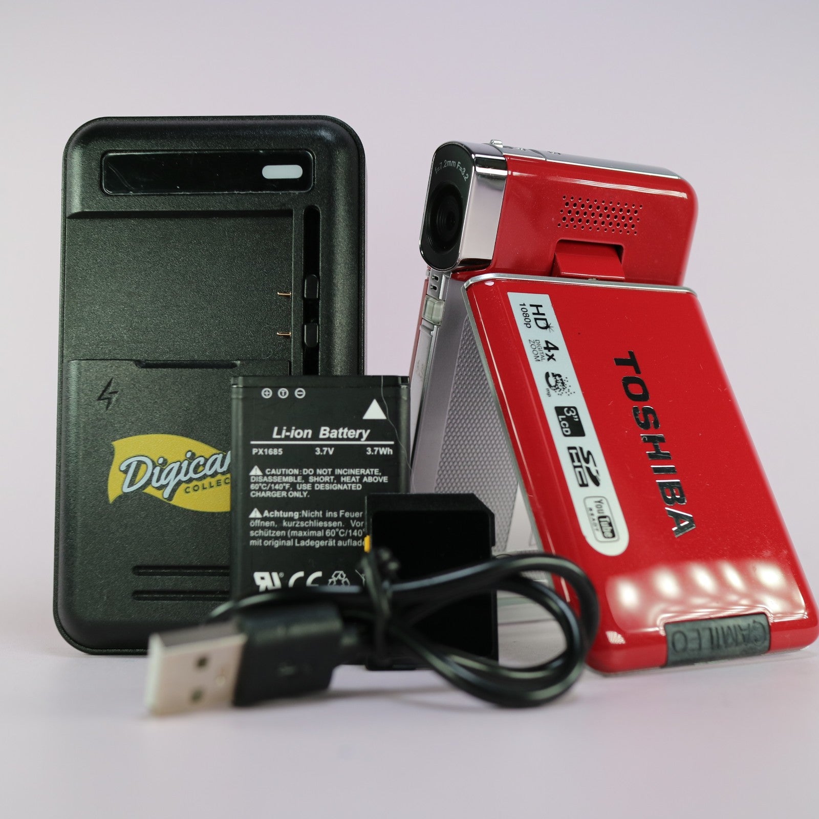 Toshiba Camileo S20 Compact HD Video Camcorder Red Tested Full Working Set