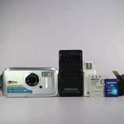 Pentax Underwater Digital Camera Optio W10 6.0MP Silver Tested Full Working Set