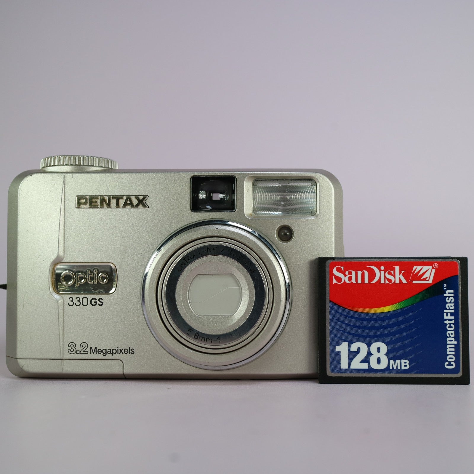 Pentax Digital Camera Optio 330GS 3.2MP Silver Flip Screen Tested