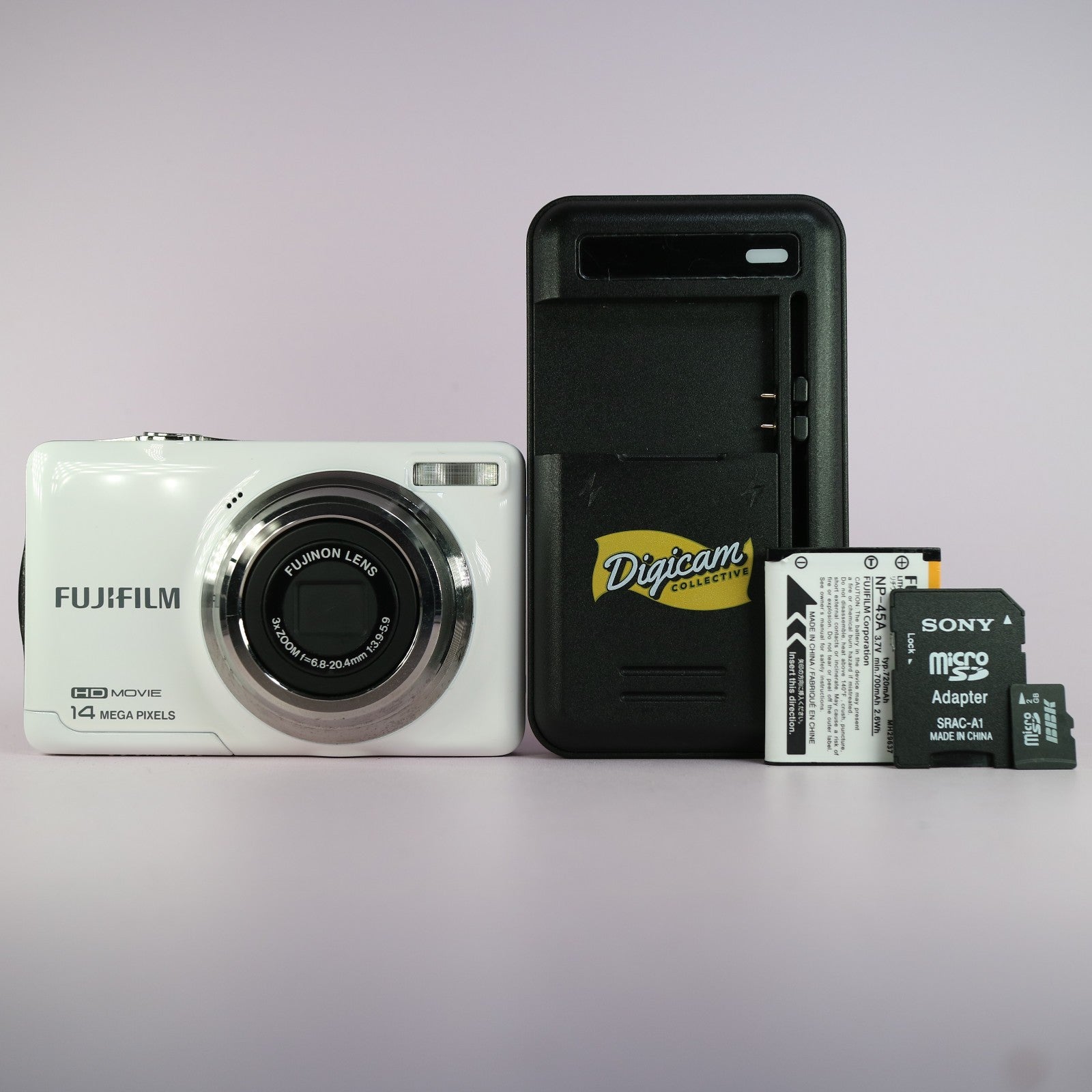 Fujifilm Digital Camera FinePix JV500 14.0MP White Tested Full Working Set