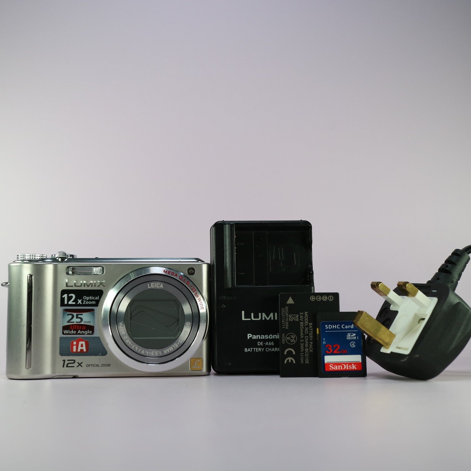 Panasonic Digital Camera Lumix DMC-TZ6 10.1MP Silver Tested Full Working Set