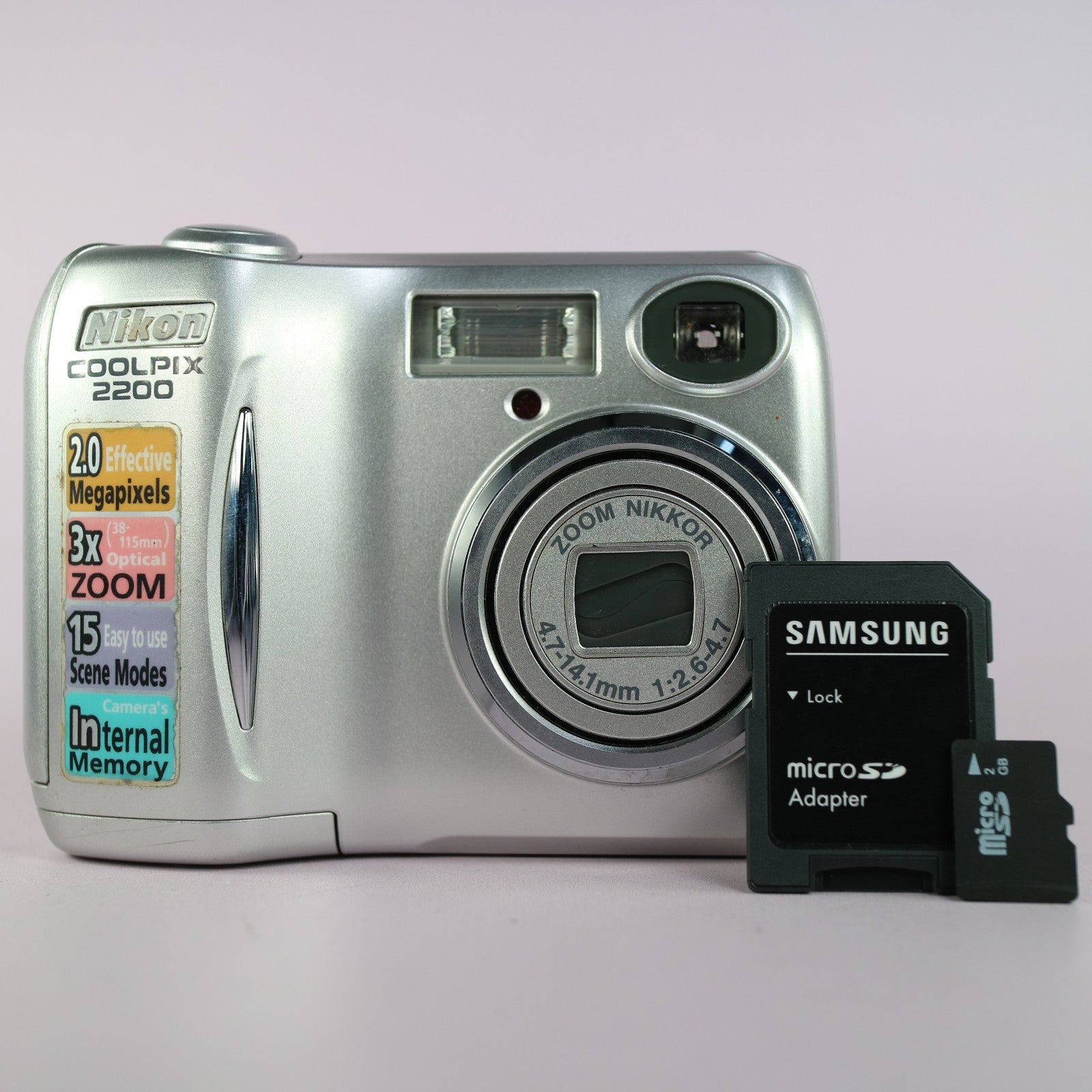 Nikon Digital Camera Coolpix 2200 2.0MP Silver Tested