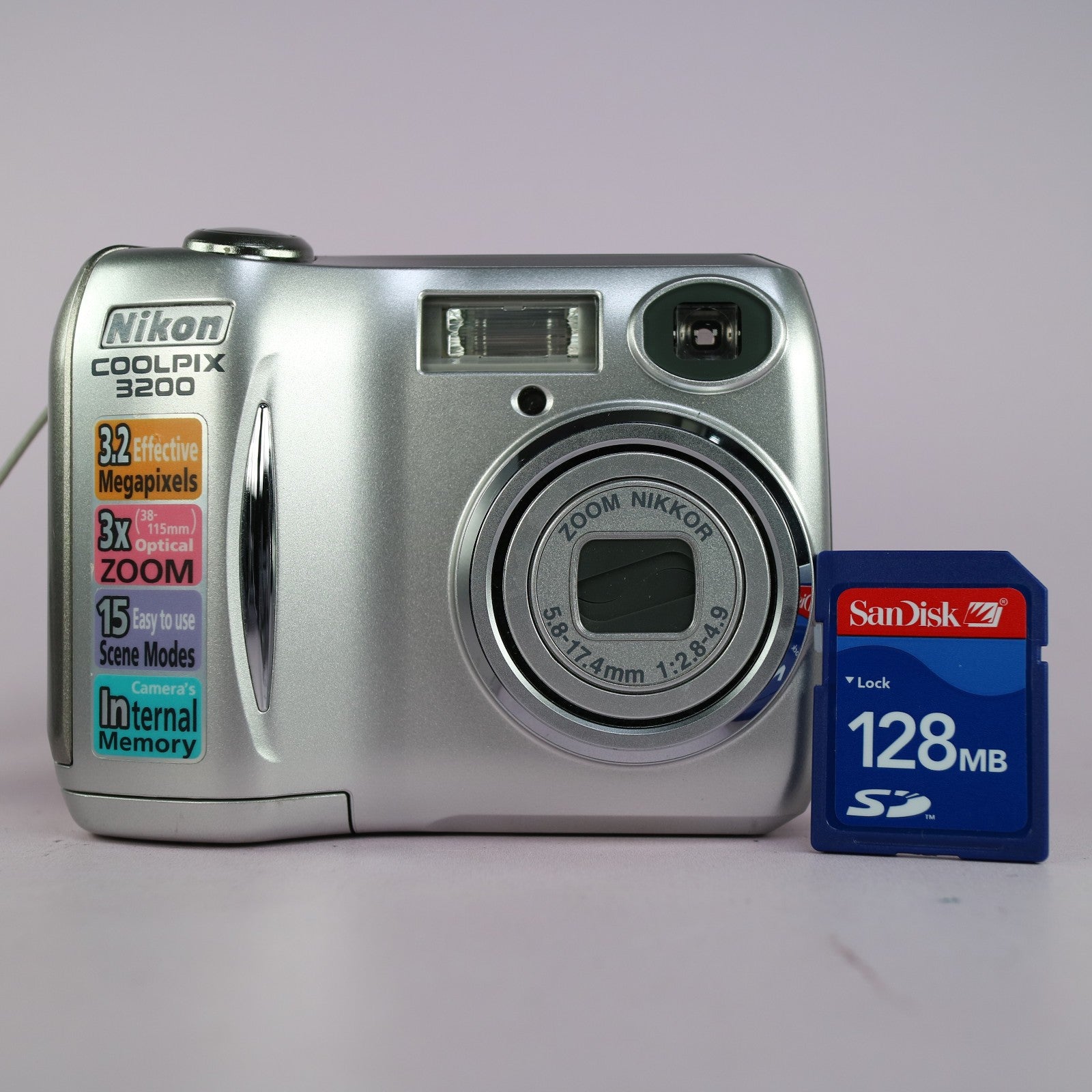 Nikon Digital Camera Coolpix 3200 3.2MP Silver Tested