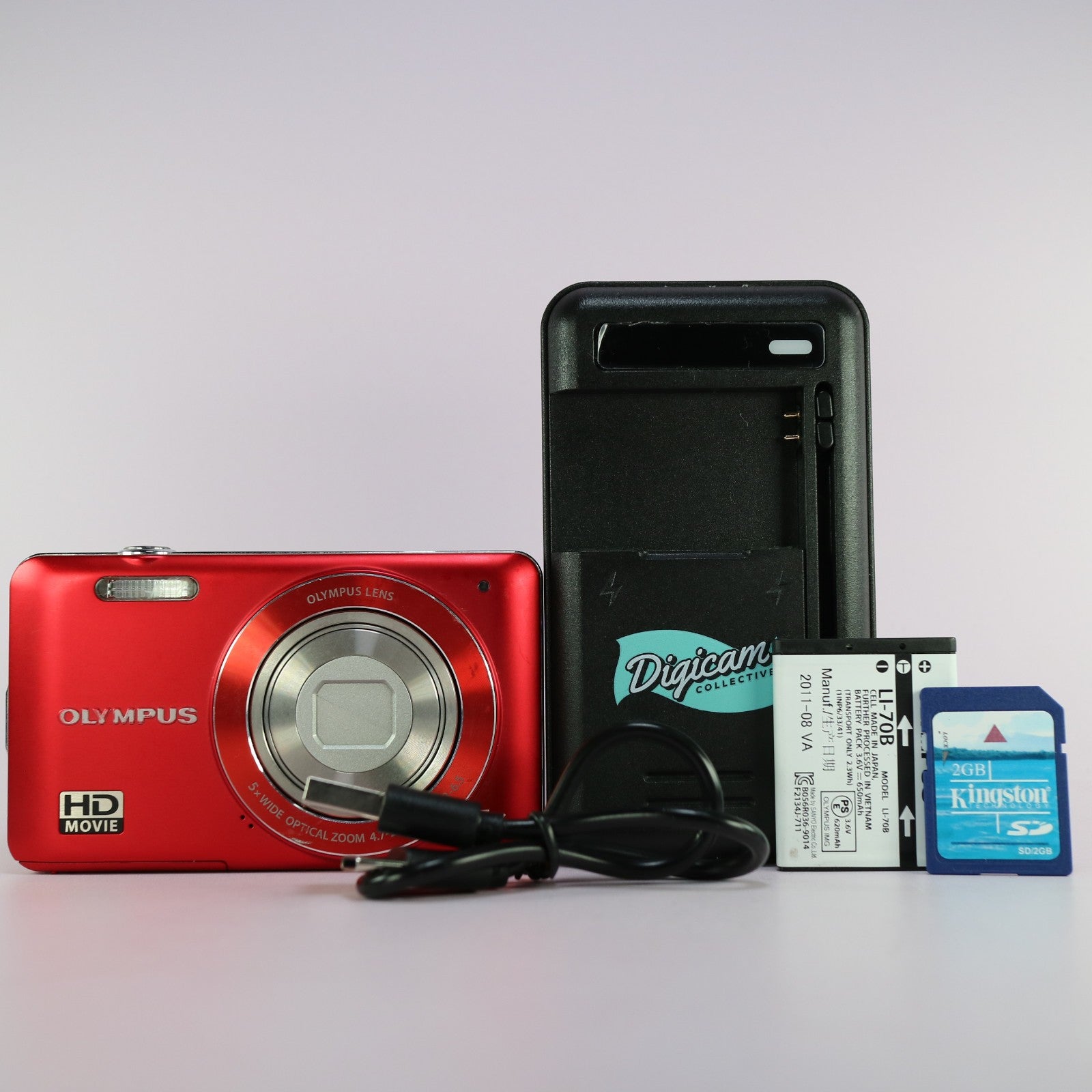 Olympus Digital Camera VG-120 14.0MP Red Tested Full Working Set