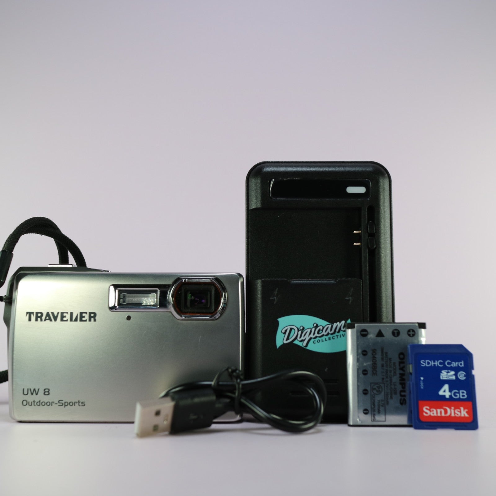 Traveler Digital Camera UW 8 8.0MP Underwater Silver Tested Full Working Set