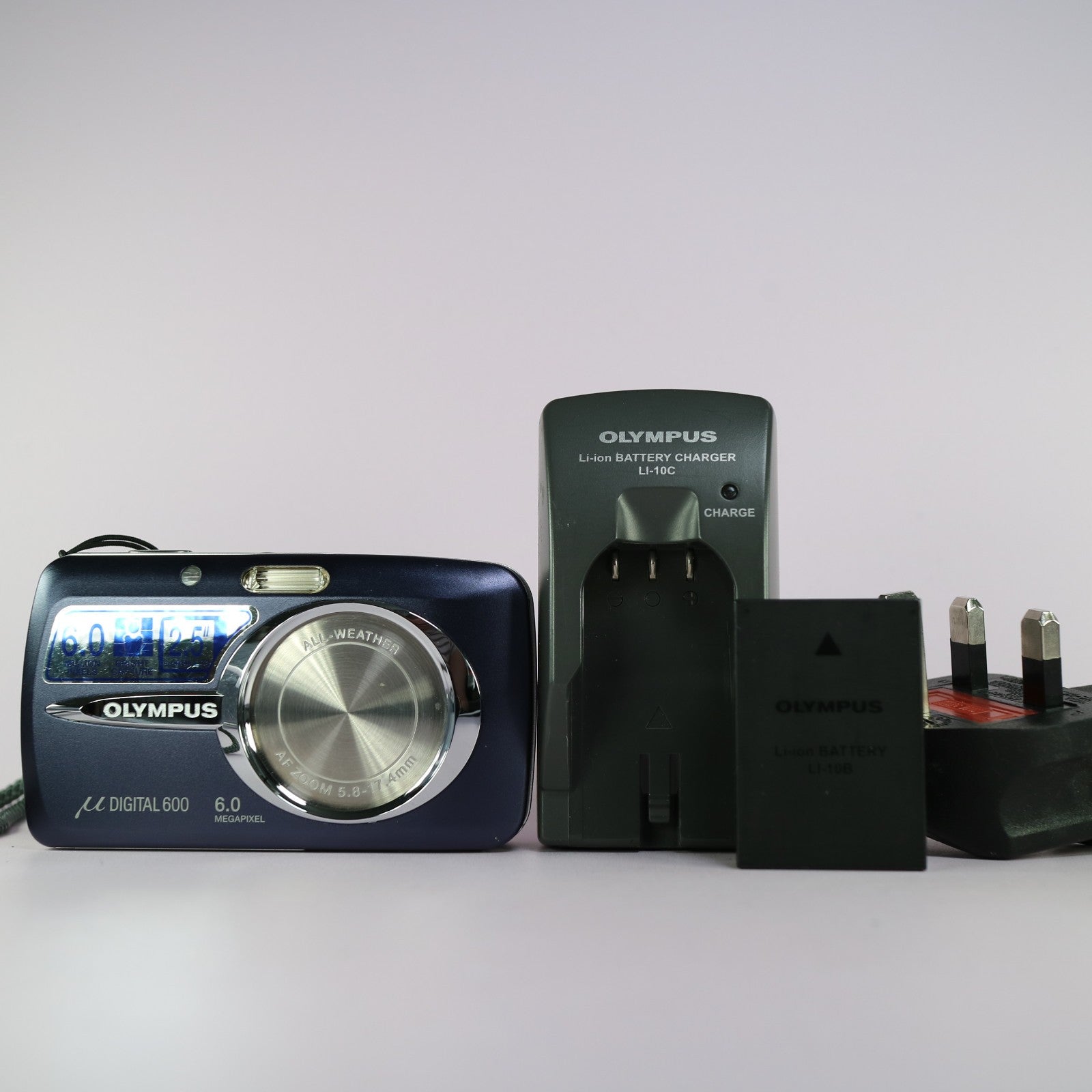 Olympus Digital Camera Mju 600 6.0MP Blue Tested w/ Battery and Charger