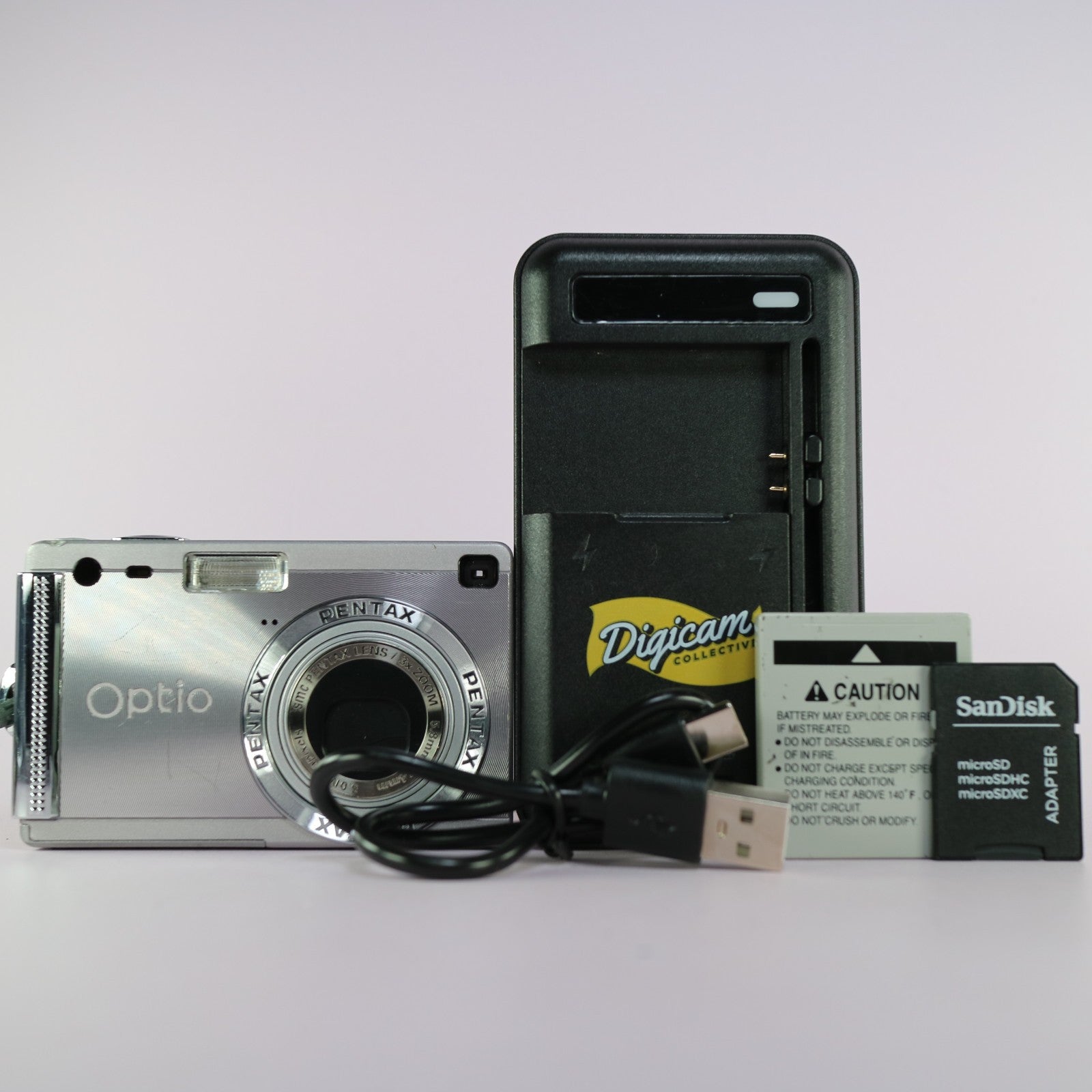 Pentax Digital Camera Optio S5i 5.0MP Silver Tested Full Working Set