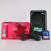 Nikon Digital Camera Coolpix S9100 12.1MP Red Tested