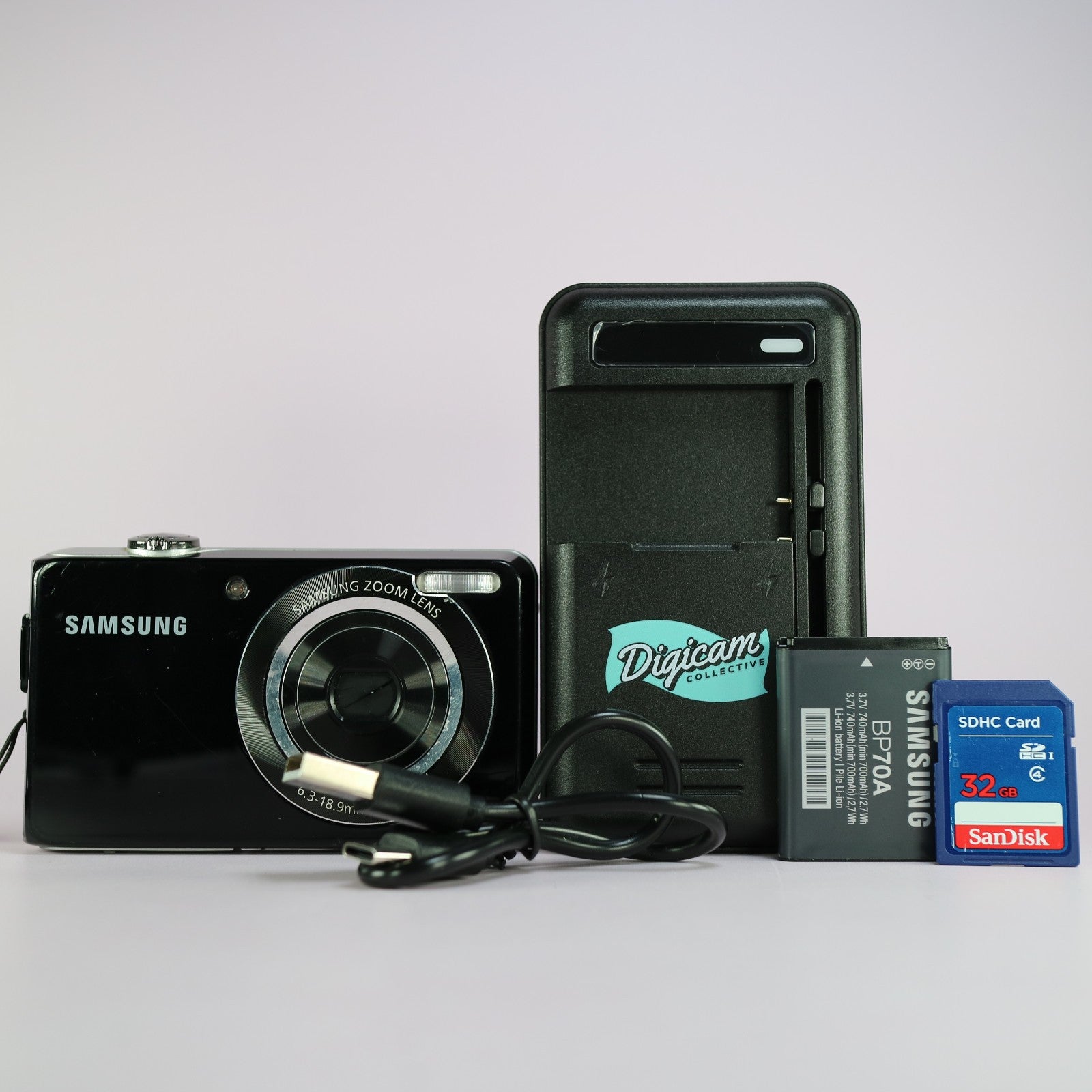 Samsung Digital Camera PL100 12.2MP Selfie Screen Black Tested Full Working Set