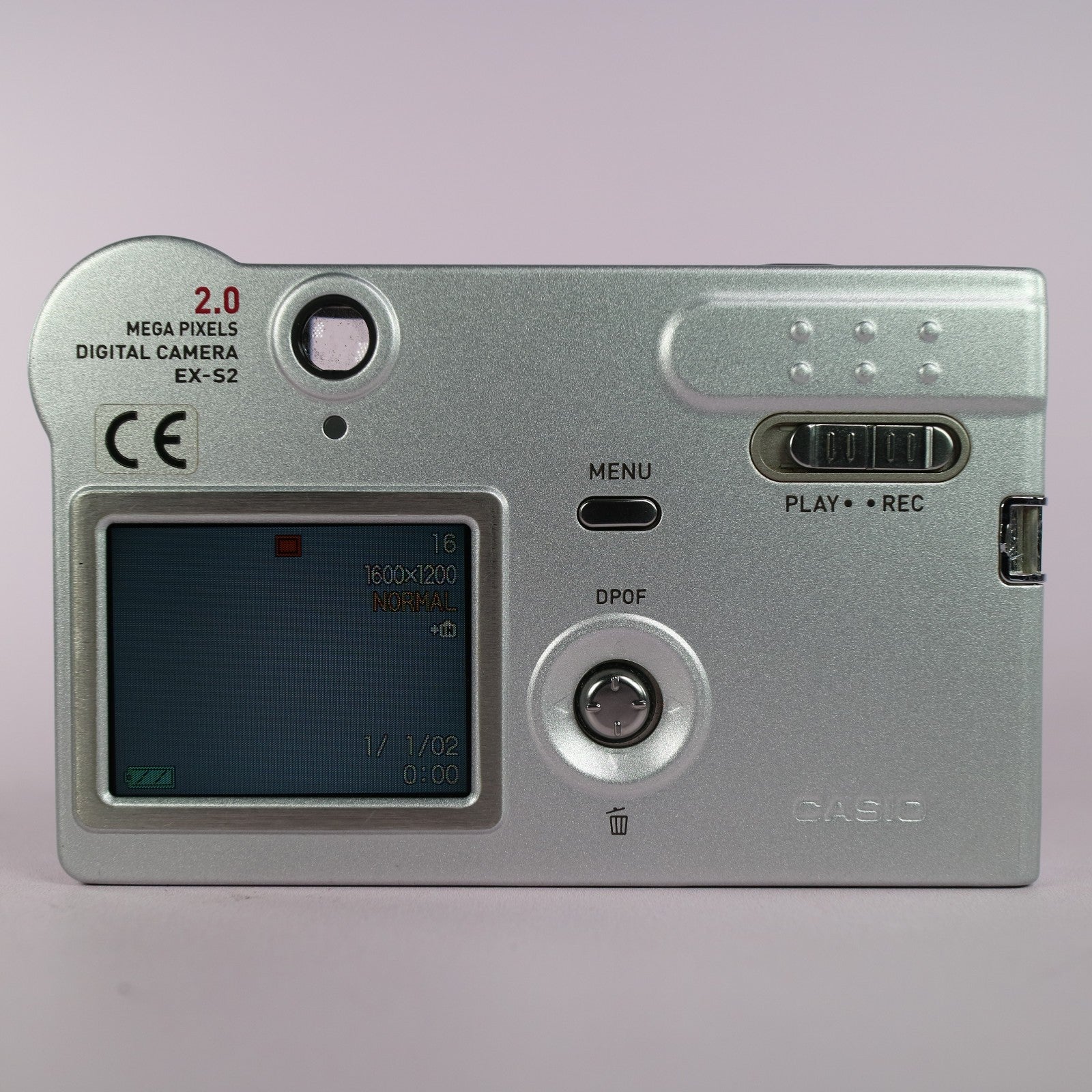 Casio Digital Camera Exilim EX-S2 2.0MP Silver Tested Full Working Set