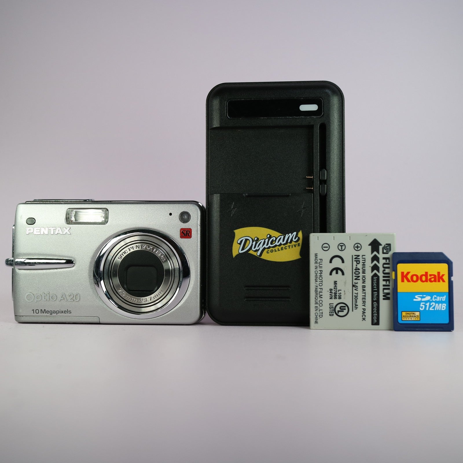 Pentax Digital Camera Optio A20 10.0MP Silver Tested Full Working Set