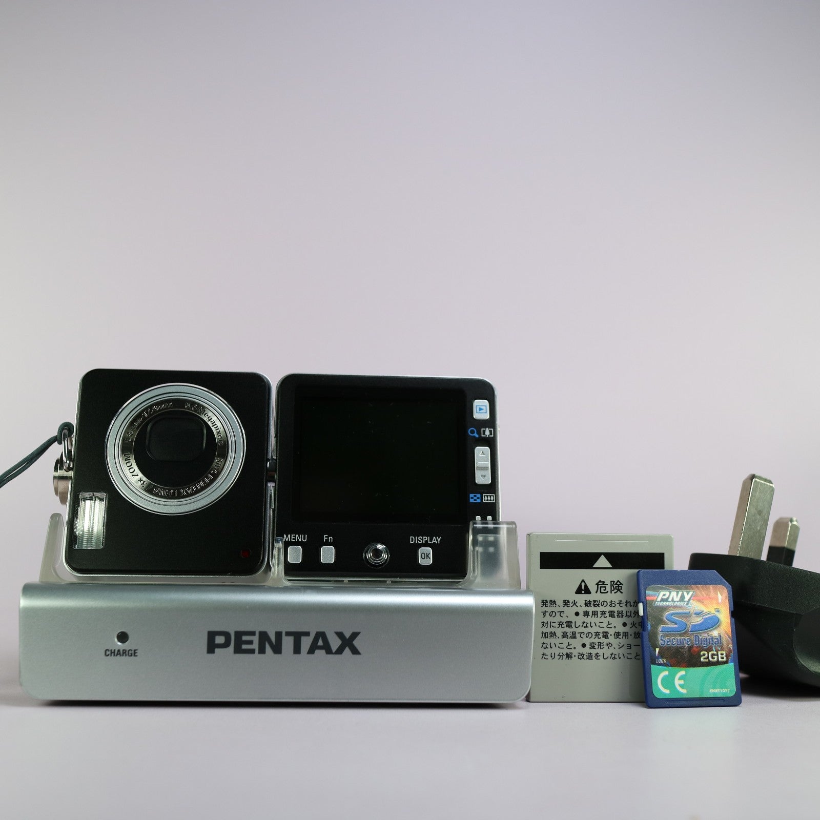 Pentax Optio X 5.0MP Compact Digital Camera Silver Tested Full Working Set