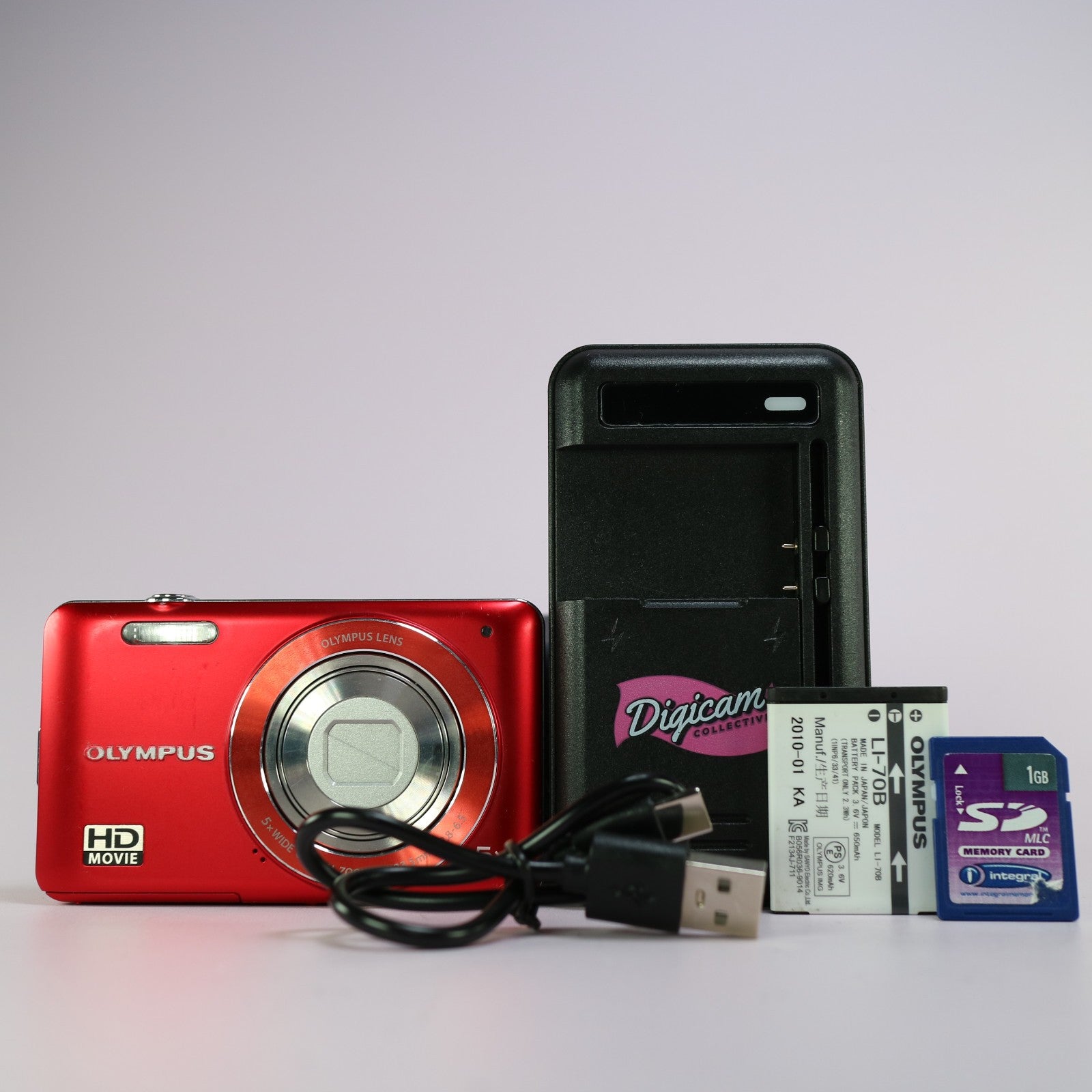 Olympus Digital Camera VG-120 14.0MP Red Tested Full Working Set