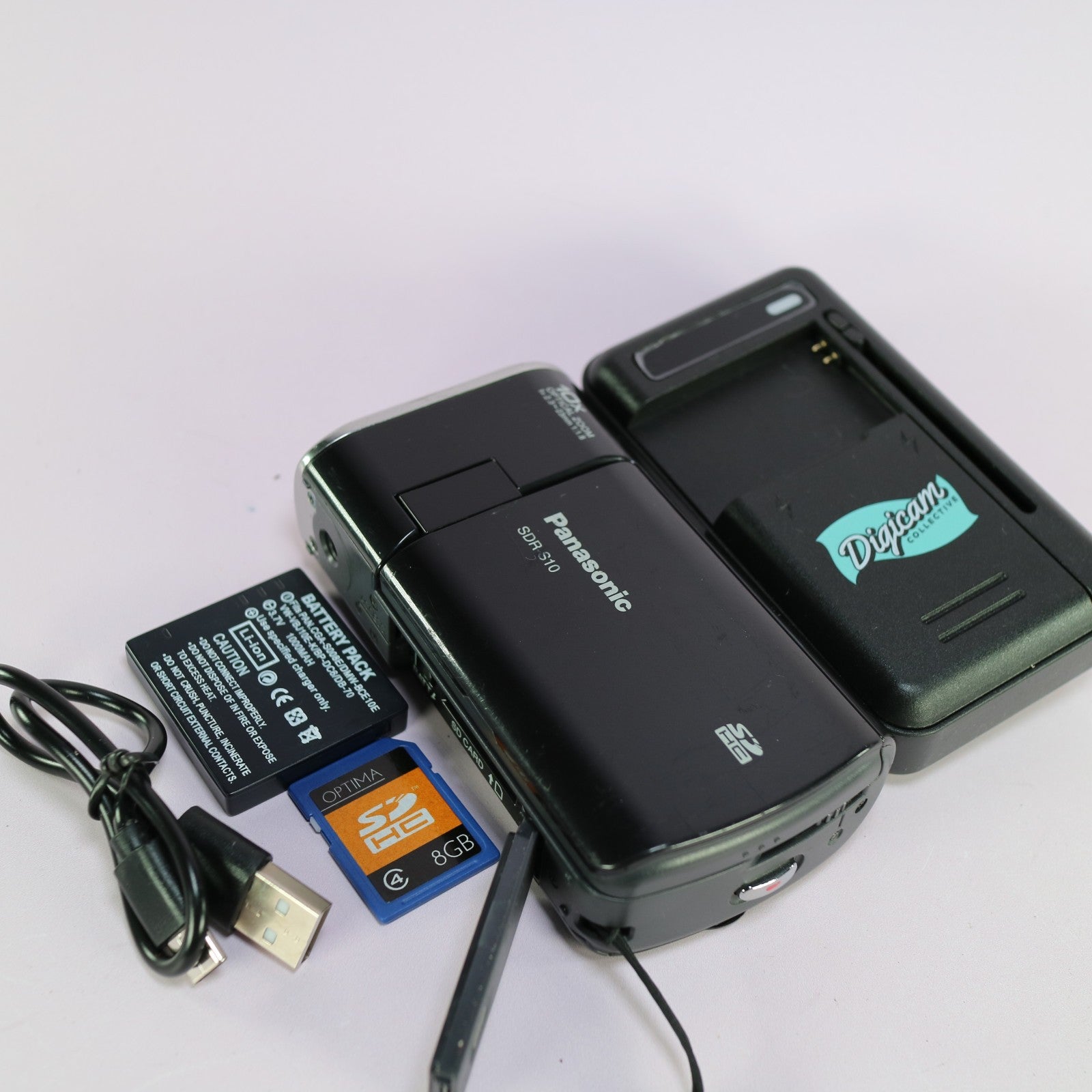Panasonic SDR-S10 Handheld Digital Camcorder Black Tested Full Working Set
