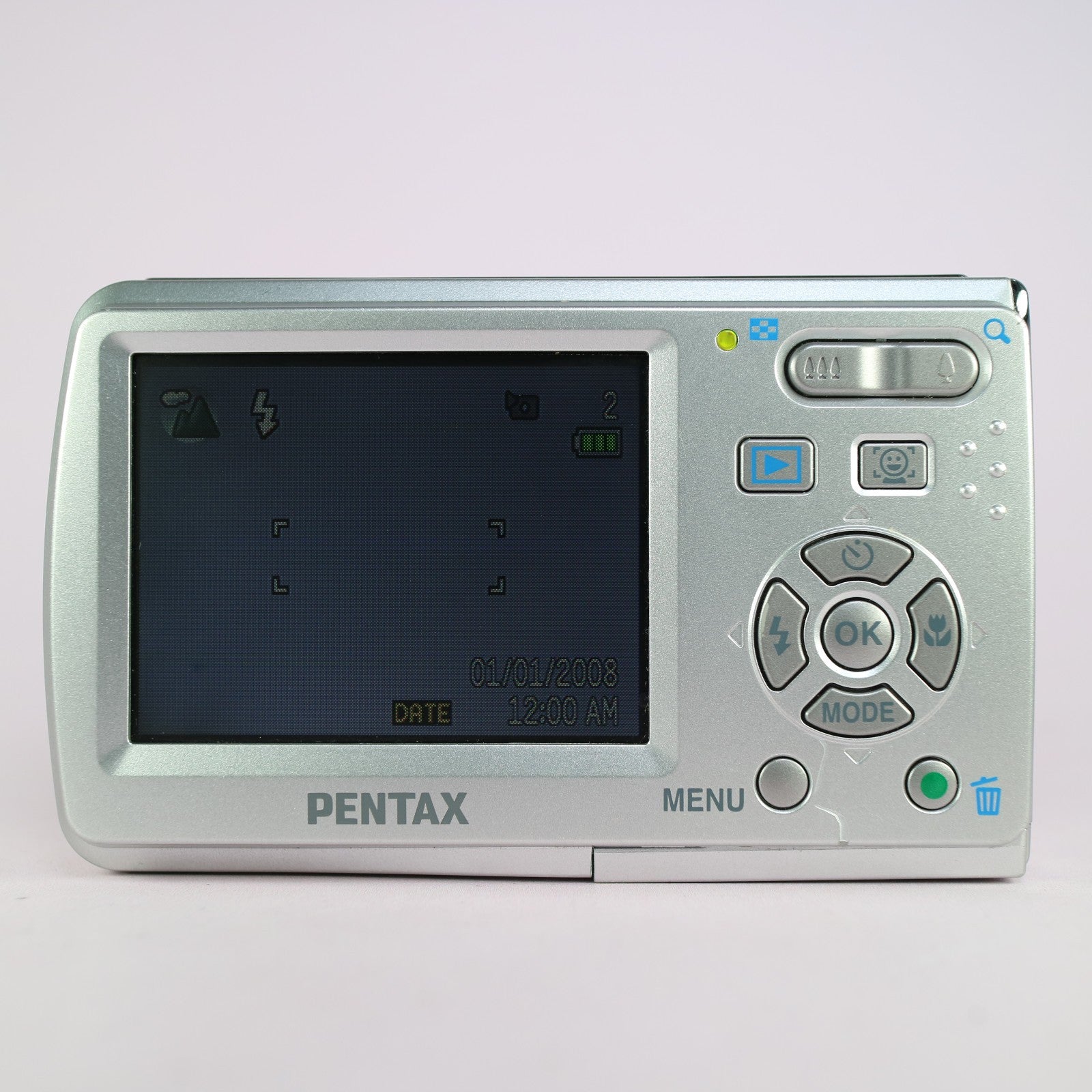 Pentax Digital Camera Optio E60 10.1MP Silver Tested