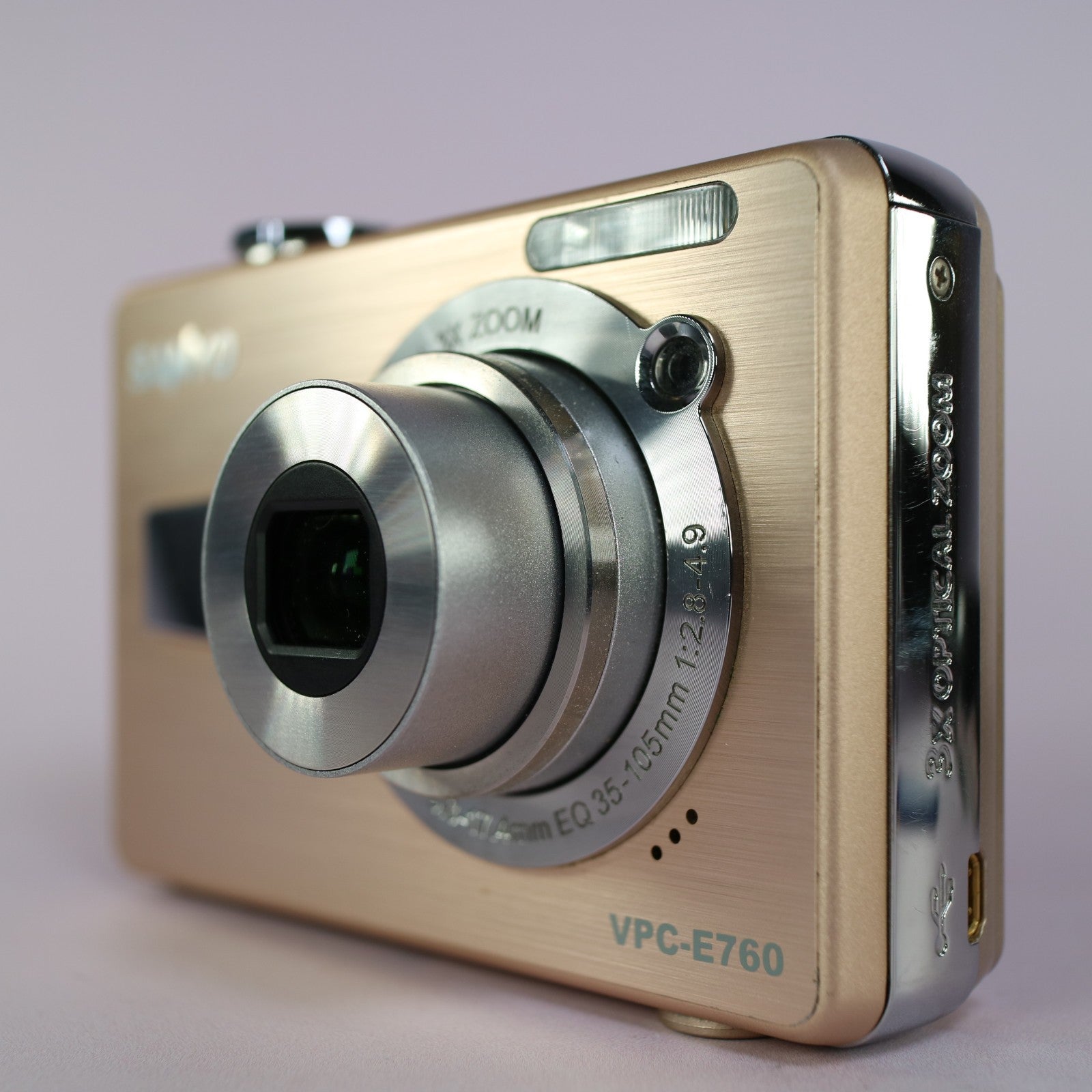 Sanyo VPC-E760 7.1MP Compact Digital Camera Gold Tested Full Working Set
