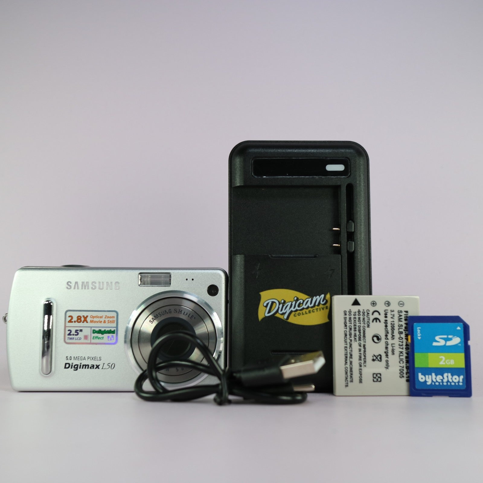 Samsung Digital Camera Digimax L50 5.0MP Silver Tested Full Working Set