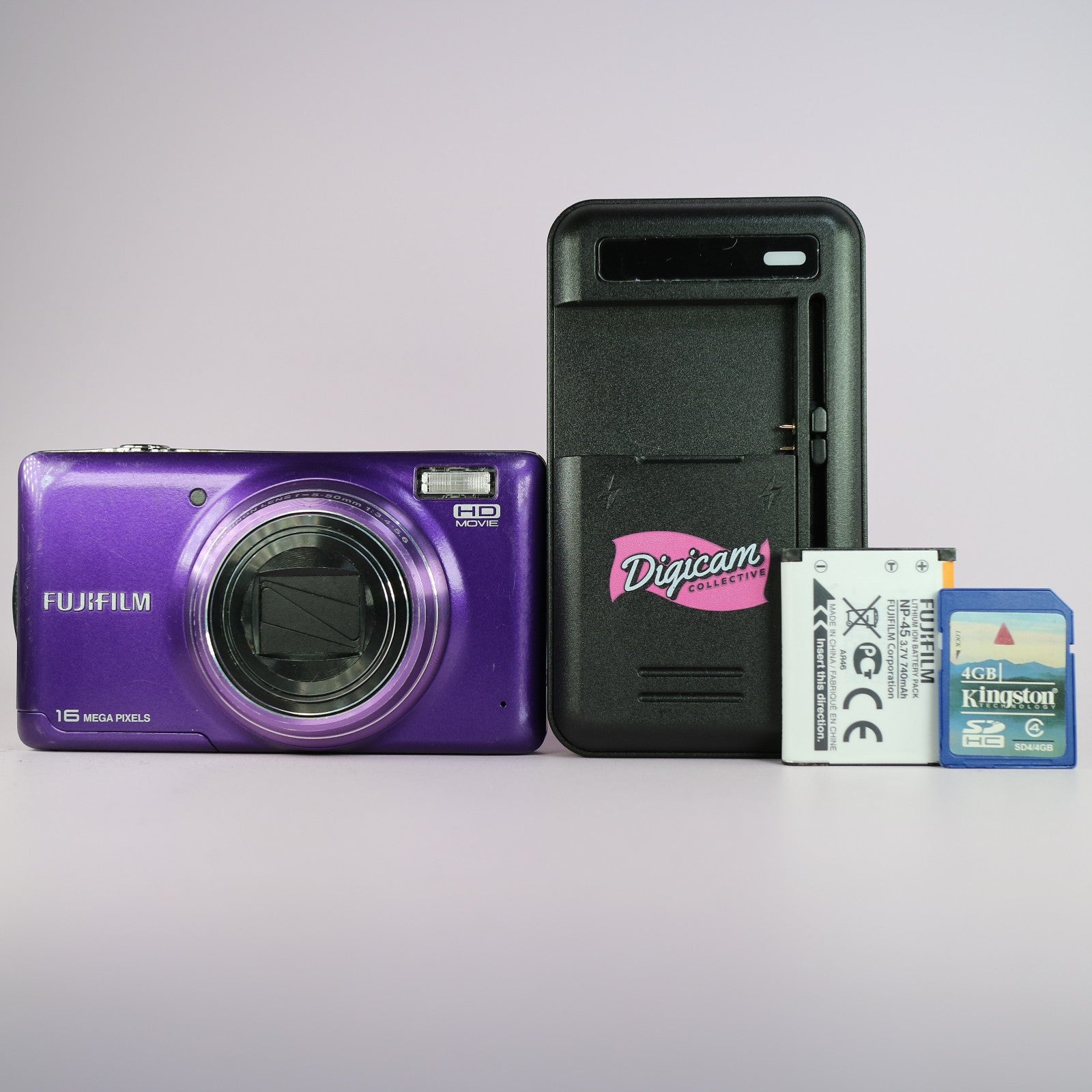 Fujifilm Digital Camera FinePix T400 16.0MP Purple Tested Full Working Set