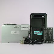 Olympus Digital Camera AZ-1 3.2MP Silver Tested With Battery and Charger