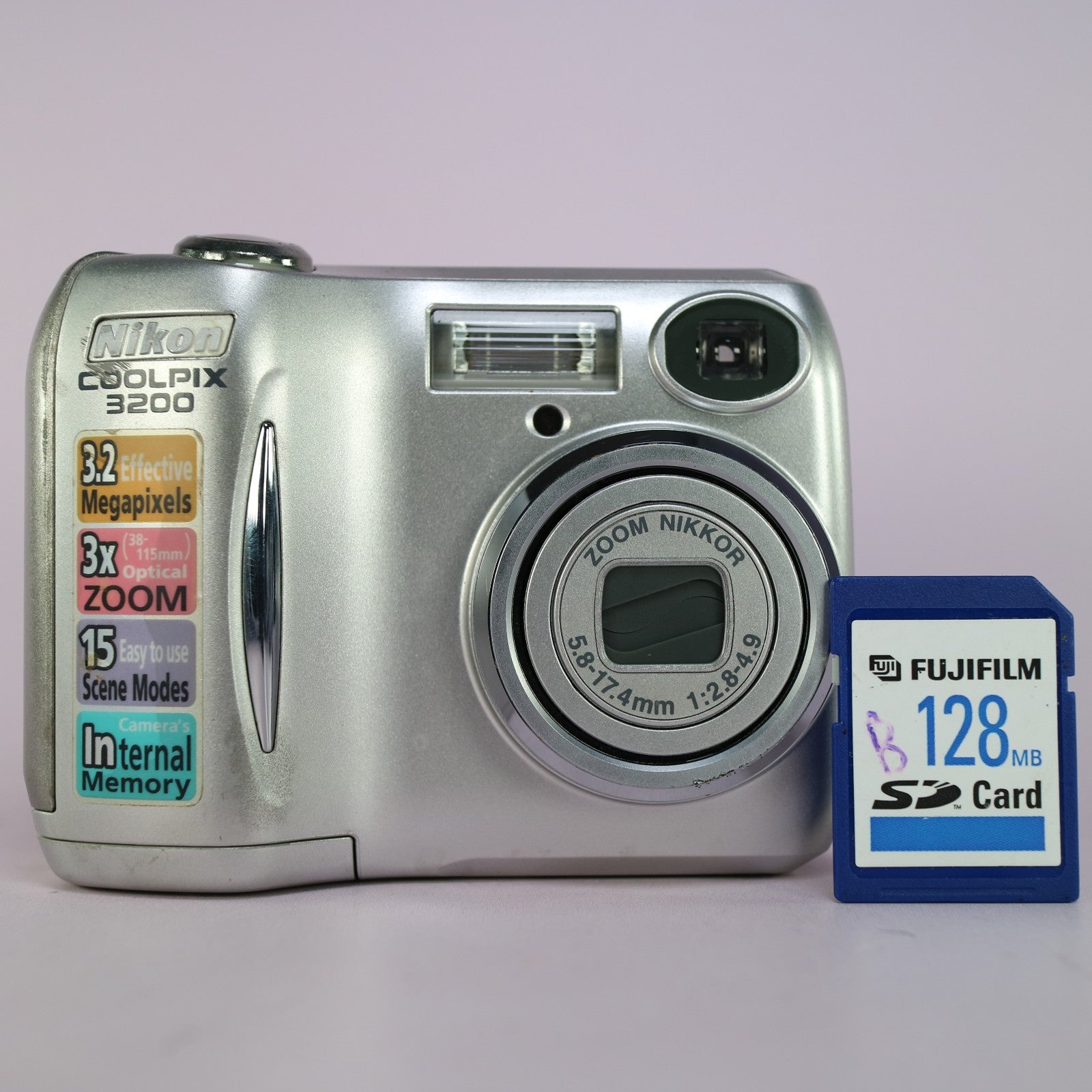 Nikon Digital Camera Coolpix 3200 3.2MP Silver Tested