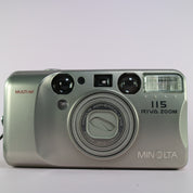 Minolta Riva Zoom 115 35mm Film Point and Shoot Camera Silver Tested