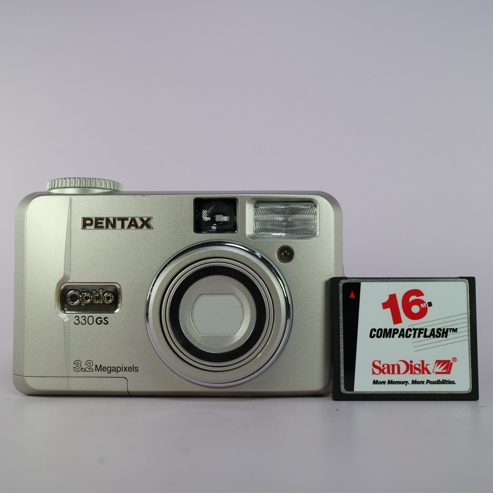 Pentax Digital Camera Optio 330GS 3.2MP Silver Flip Screen Tested