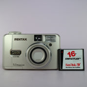 Pentax Digital Camera Optio 330GS 3.2MP Silver Flip Screen Tested