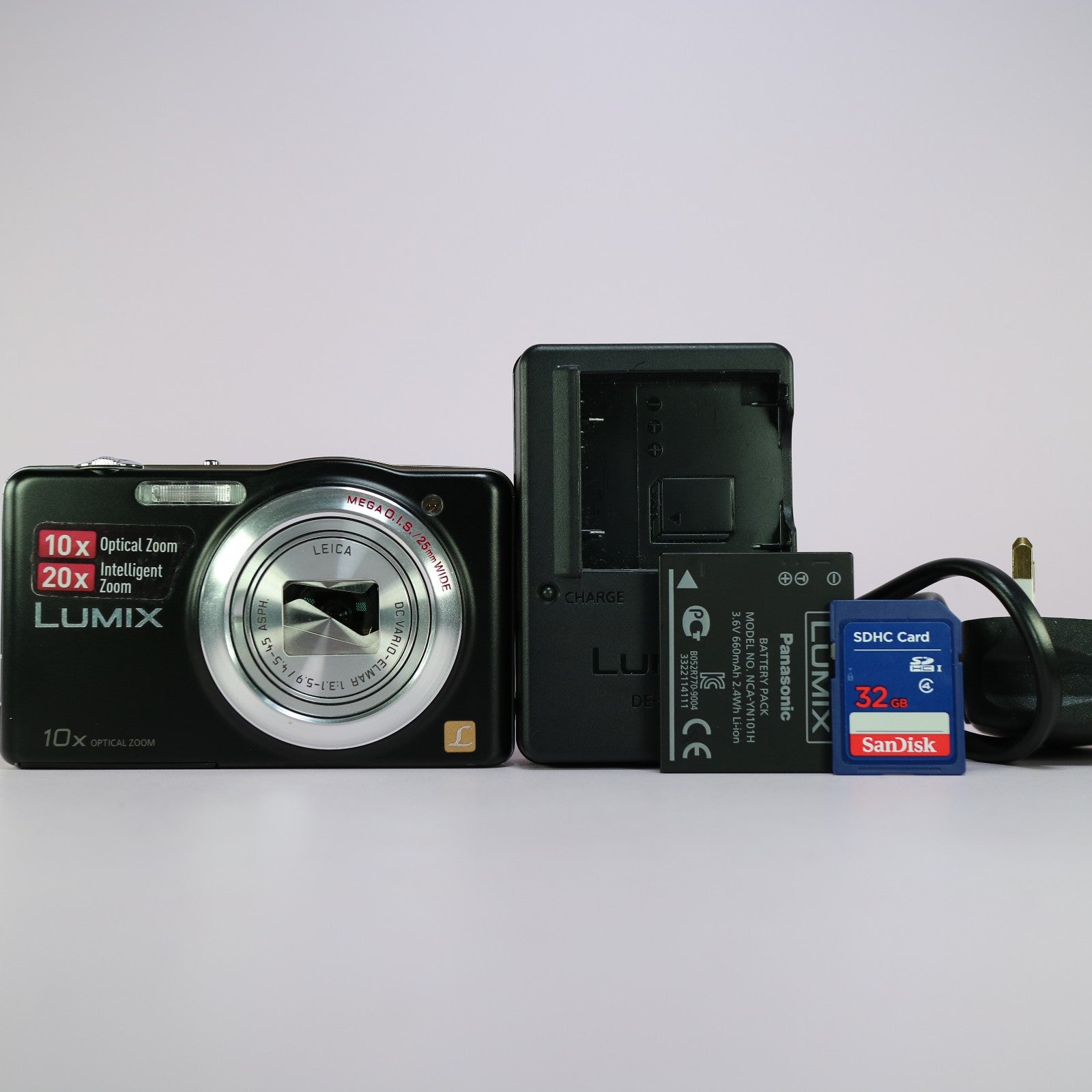 Panasonic Digital Camera Lumix DMC-SZ1 16.1MP Black Tested Full Working Set
