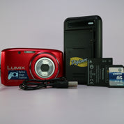 Panasonic Digital Camera Lumix DMC-S2 14.1MP Red Tested Full Working Set