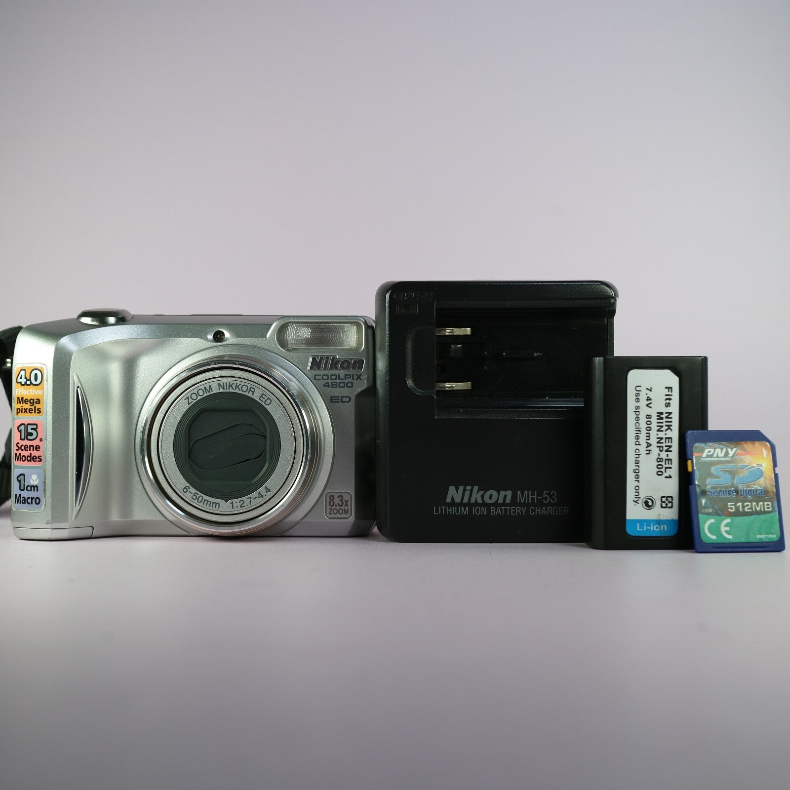 Nikon Digital Camera Coolpix 4800 ED 4.0MP Silver Tested Full Working Set