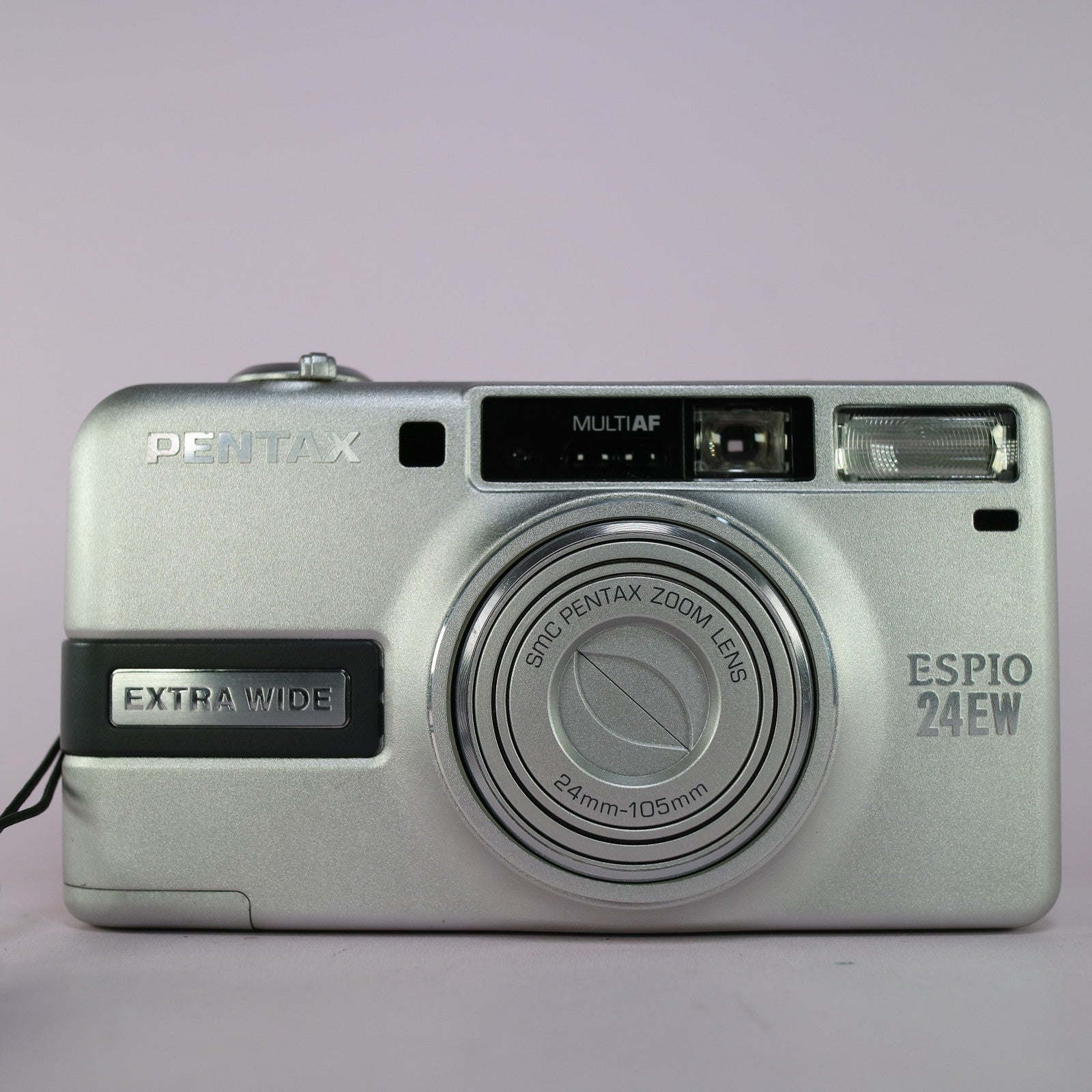 Pentax Espio 24EW (Extra Wide) 35mm Film Point and Shoot Camera Silver Tested