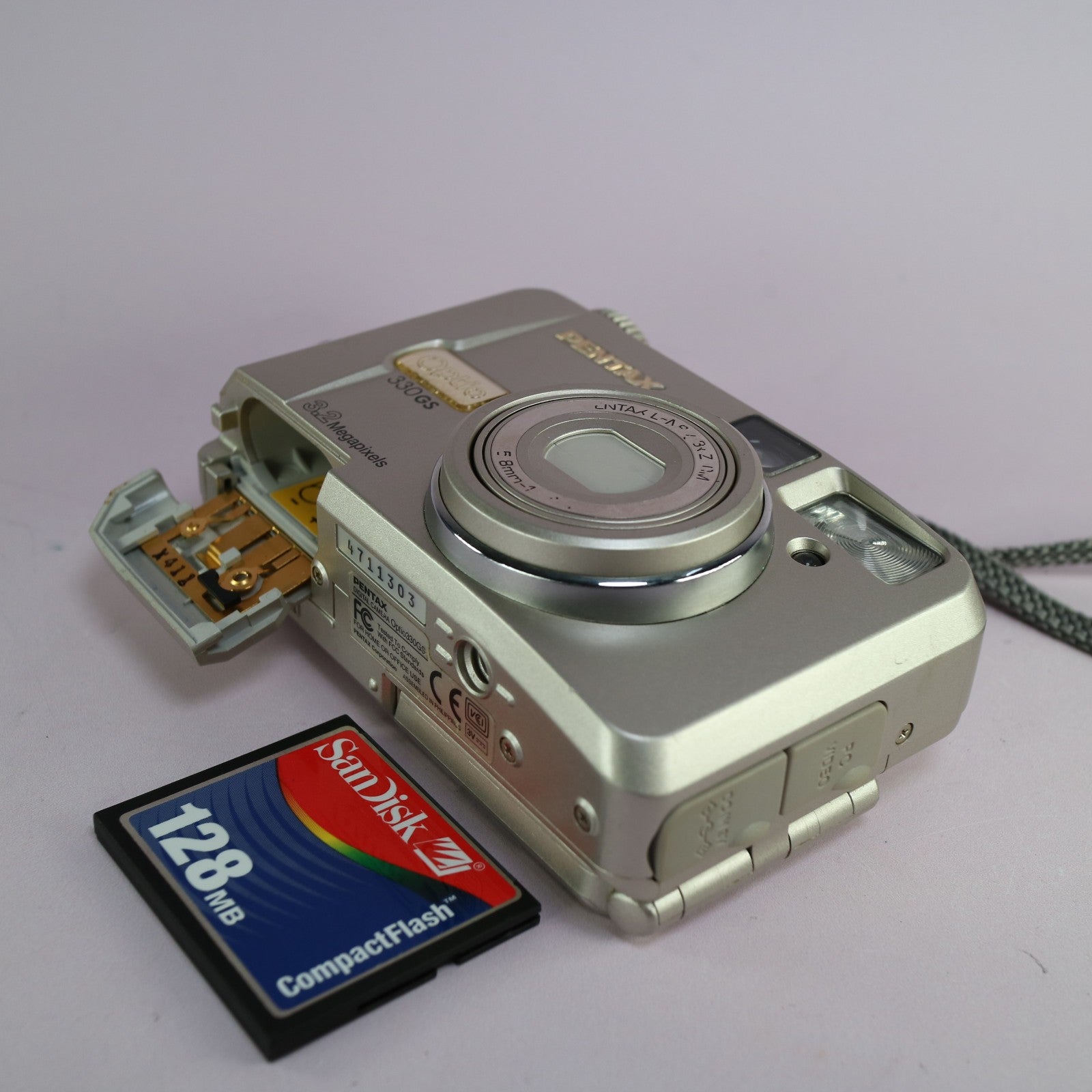Pentax Digital Camera Optio 330GS 3.2MP Silver Flip Screen Tested