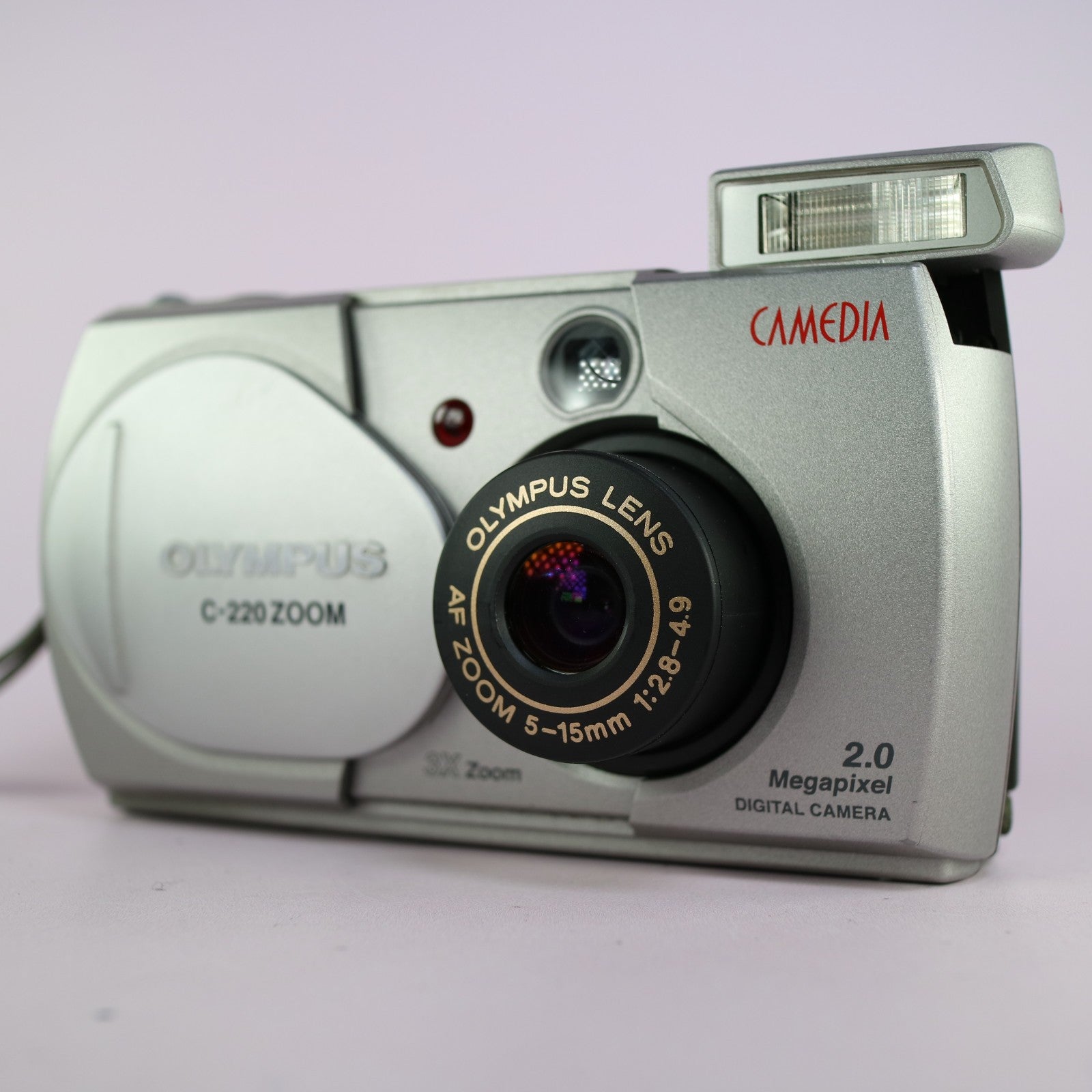 Olympus Digital Camera Camedia C-220 Zoom 2.1MP Silver Tested W/ Smartmedia Card
